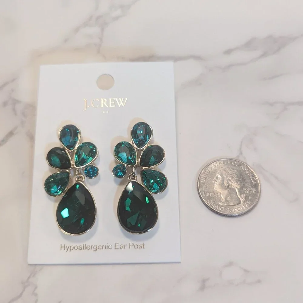 J.Crew Factory Crystal Petal Statement Earrings